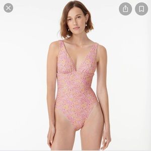 NWT J. Crew Eco Plunge V Neck One-Piece Swim